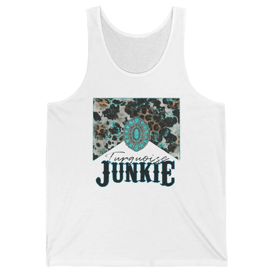 Retro Leopard Turquoise Junkie Gemstone Western Country Unisex Jersey Tank