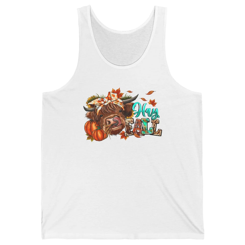 Hay Fall Highland Cow Pumpkin Western Country Farm Autumn Unisex Jersey Tank