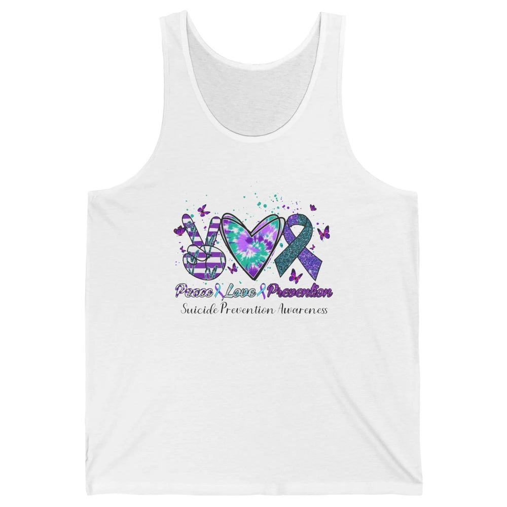 Peace Love Prevention Teal Purple Ribbon Suicide Awareness Unisex Jersey Tank