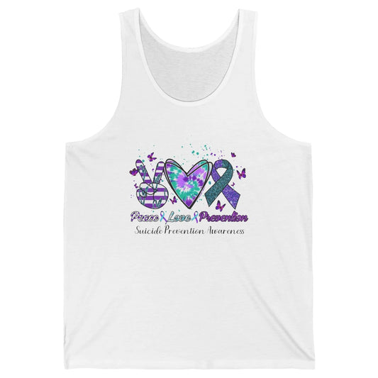 Peace Love Prevention Teal Purple Ribbon Suicide Awareness Unisex Jersey Tank