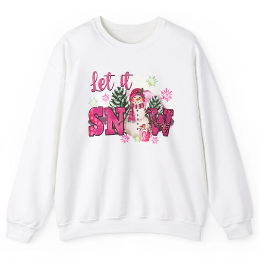 Retro Pink Christmas Snowman Let It Snow Winter Cozy Season Unisex Crewneck Sweatshirt