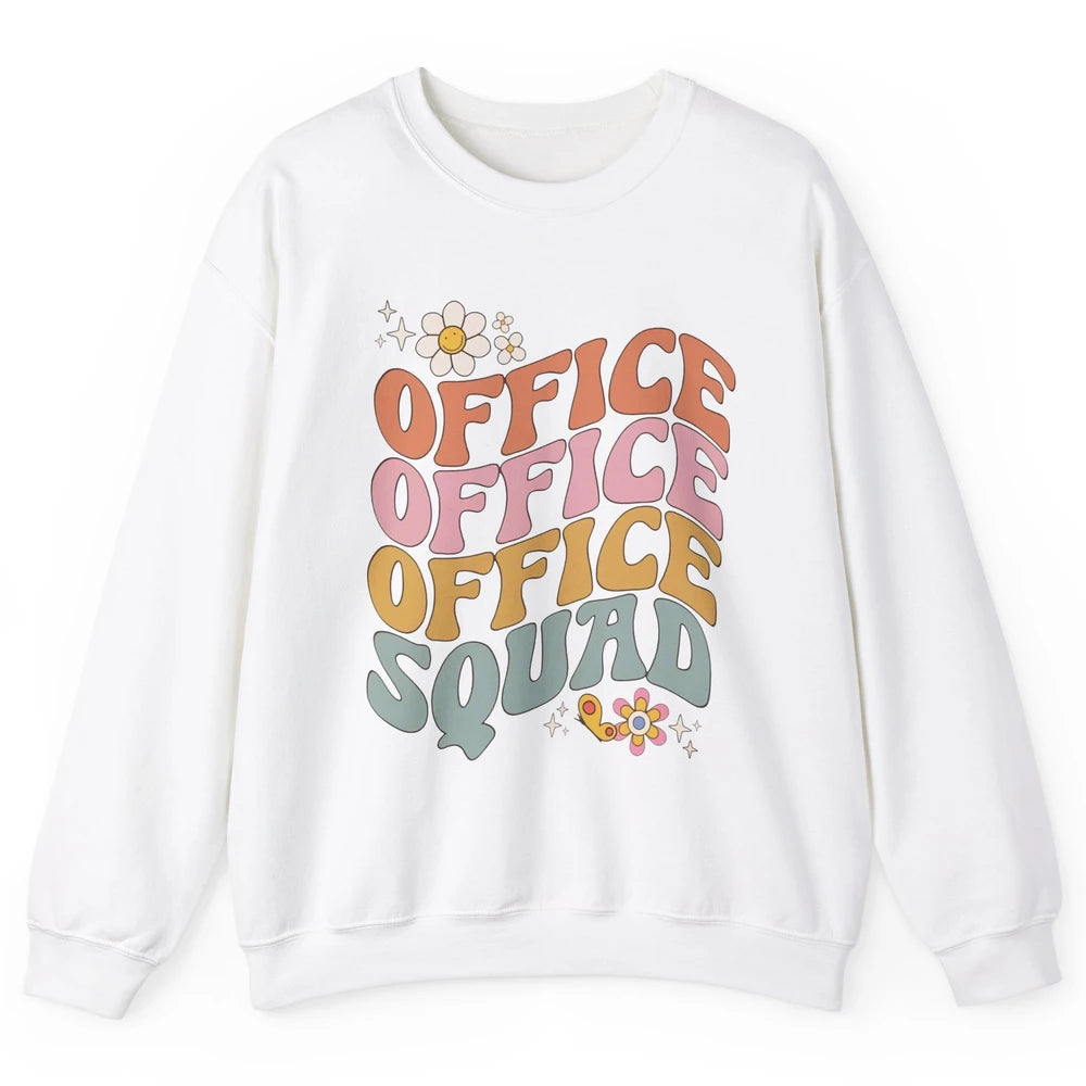 Retro Office Squad Hippie Groovy Office Staff Positive Mind Unisex Crewneck Sweatshirt