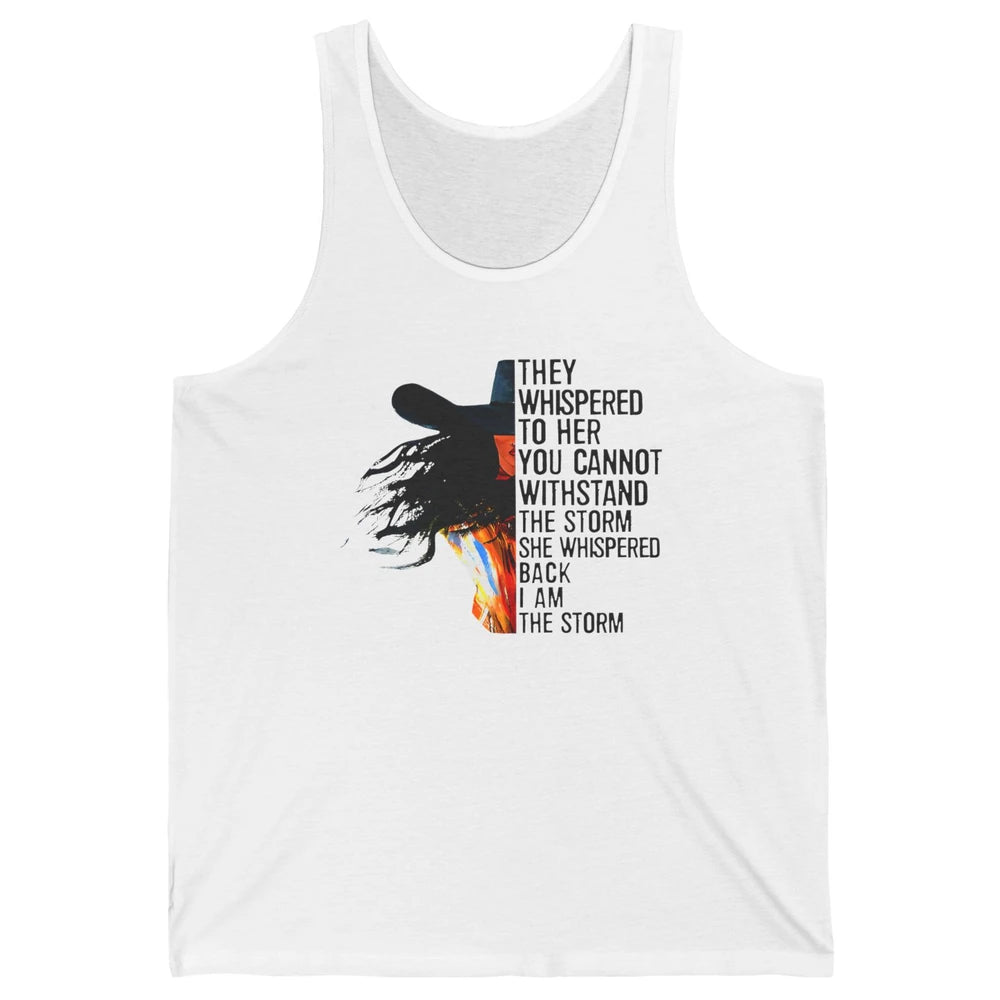 Retro Cowgirl She Whispered Back I Am The Storm Western Unisex Jersey Tank