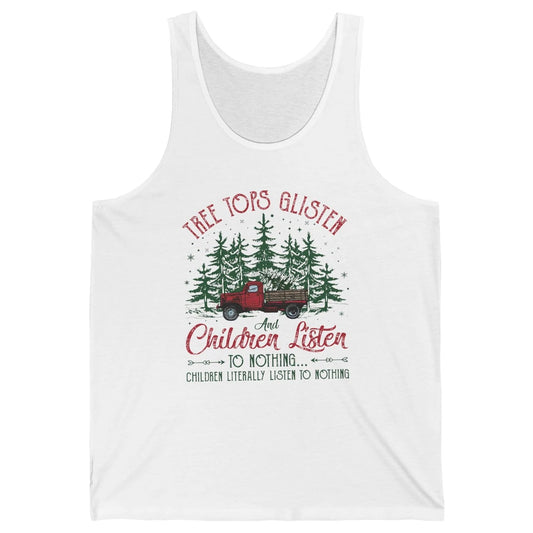 Retro Christmas Tree Tops Glisten Children Listen to Nothing Unisex Jersey Tank