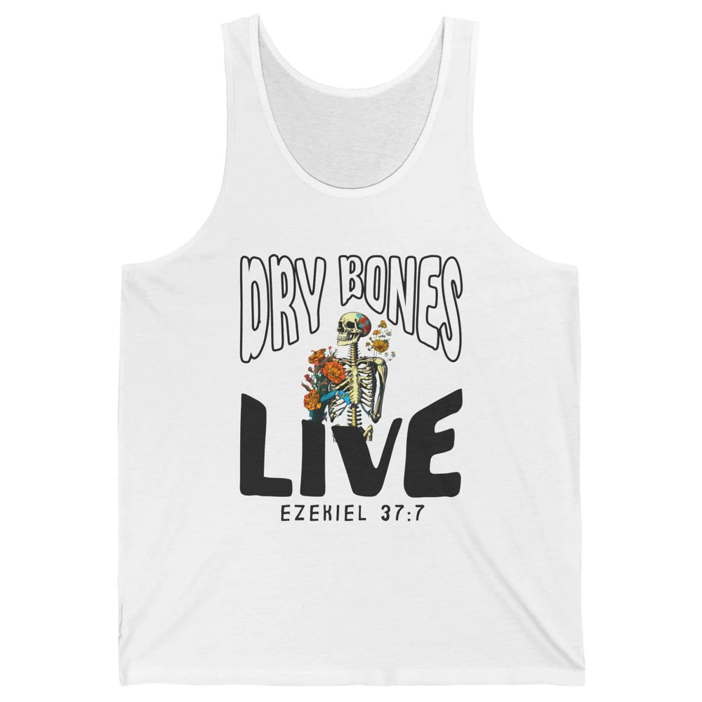 Floral Skeleton Dry Bones Come Alive Christian Halloween Unisex Jersey Tank