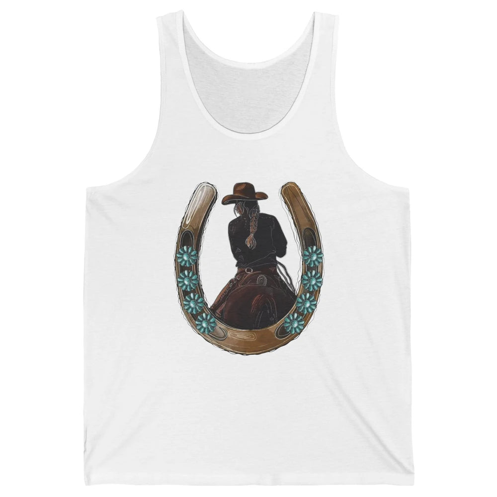 Retro Cowgirl Horseshoe Rodeo Western Cowgirl Peace Lovers Unisex Jersey Tank