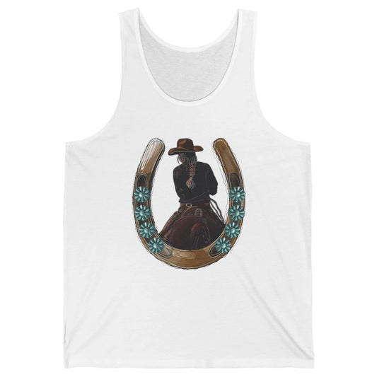 Retro Cowgirl Horseshoe Rodeo Western Cowgirl Peace Lovers Unisex Jersey Tank