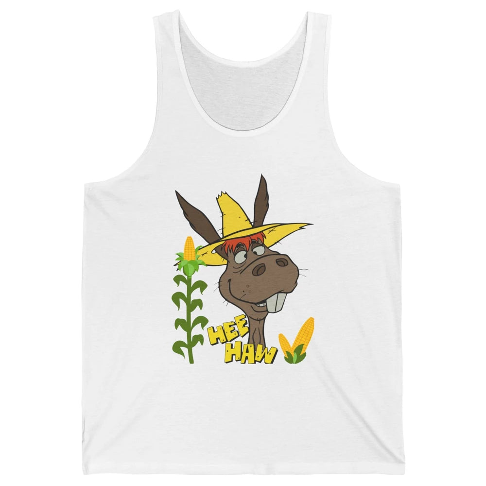 Funny Donkey Face Hee Haw Farming Life Farm Animal Corn Life Unisex Jersey Tank