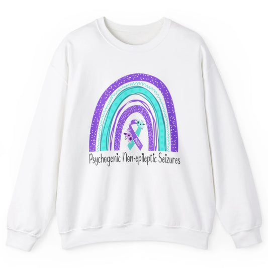 Psychogenic Non-epileptic Seizures PNES Purple Teal Rainbow Unisex Crewneck Sweatshirt