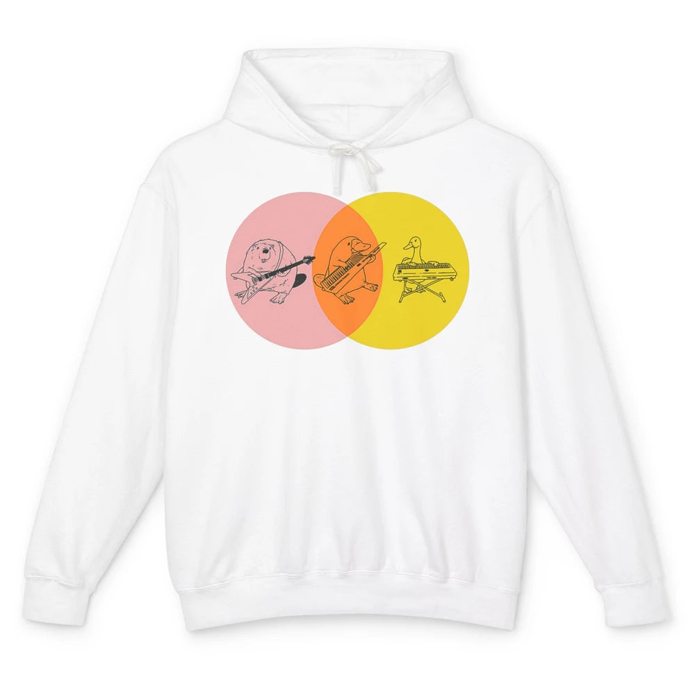 Keytar Platypus Venn Diagram Pink Orange Yellow Guitar Music Unisex Lightweight Hoodie
