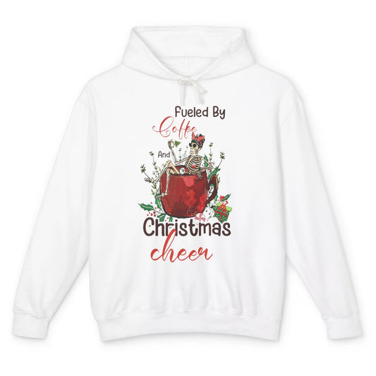 Merry Christmas Skeleton Drink Fueled By Coffee Xmas Latte Unisex Lightweight Hoodie