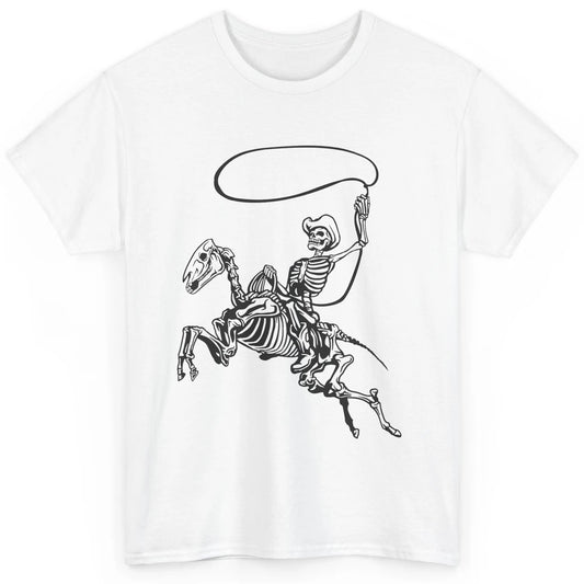 Retro Cowboy Skeleton Lassoing Western Country Horse Lovers Classic Unisex T-Shirt