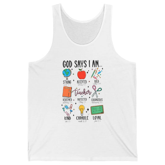 God Says I Am A Teacher Christian Bible School Teacher Life Unisex Jersey Tank
