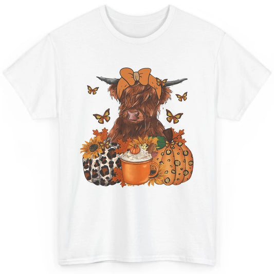 Retro Fall Highland Cow Pumpkin Western Country Farm Autumn Classic Unisex T-Shirt