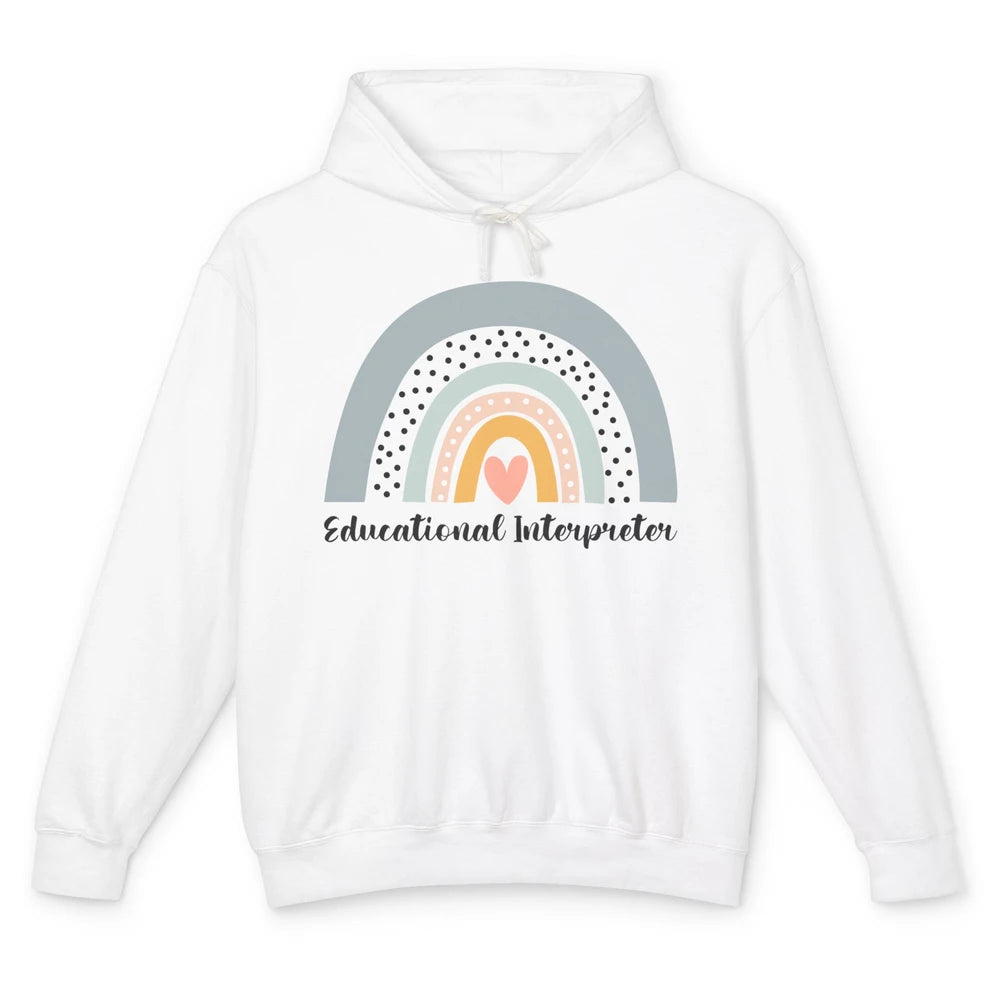 Retro Boho Rainbow Educational Interpreter Back To School Unisex Lightweight Hoodie