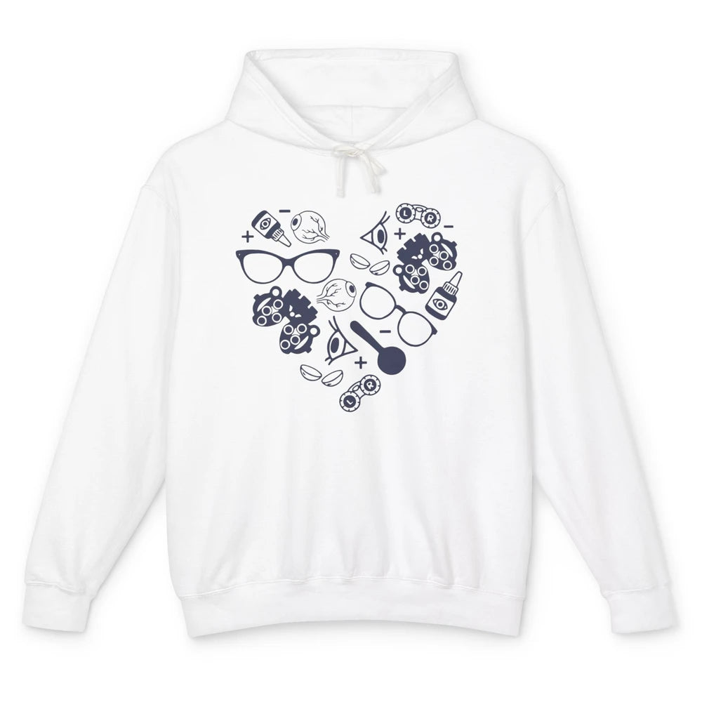Optometrist Love Heart Symbols Optician Eye Doctor Gift Unisex Lightweight Hoodie