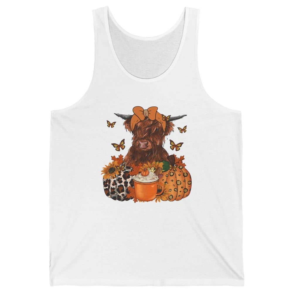 Retro Fall Highland Cow Pumpkin Western Country Farm Autumn Unisex Jersey Tank