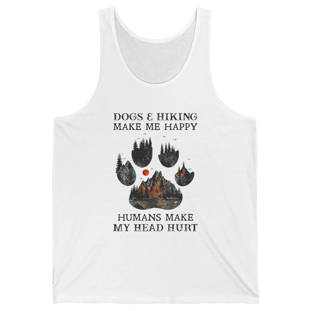 Retro Mountain Dogs & Hiking Make Me Happy Dogs Paws Camping Unisex Jersey Tank
