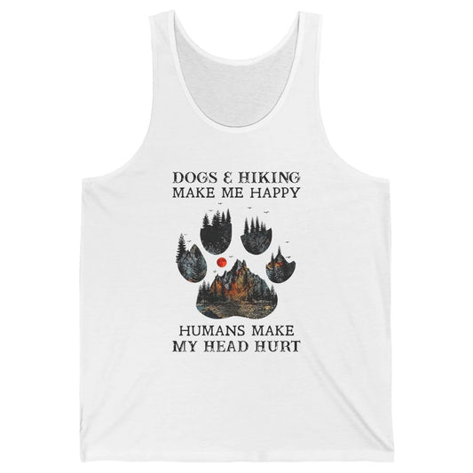 Retro Mountain Dogs & Hiking Make Me Happy Dogs Paws Camping Unisex Jersey Tank