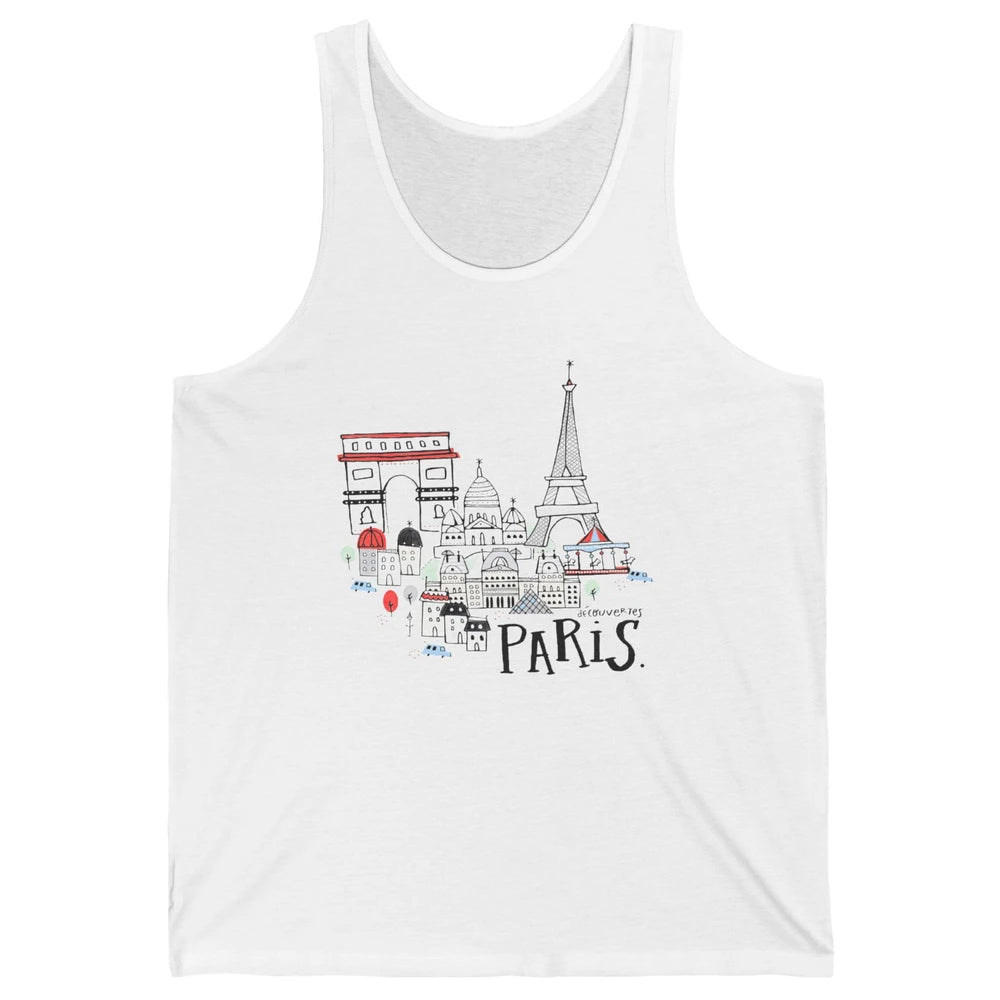 Paris Eiffel Tower Travel France Gift Paris Skyline Unisex Jersey Tank