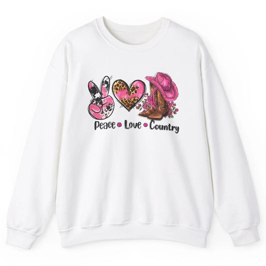 Retro Cowgirl Boots Hat Peace Love Country Western Country Unisex Crewneck Sweatshirt