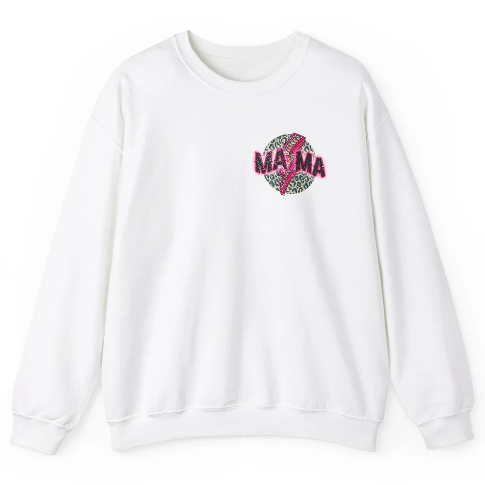 Retro Mama Leopard Pink Lightning Bolt Western Country Mama Unisex Crewneck Sweatshirt