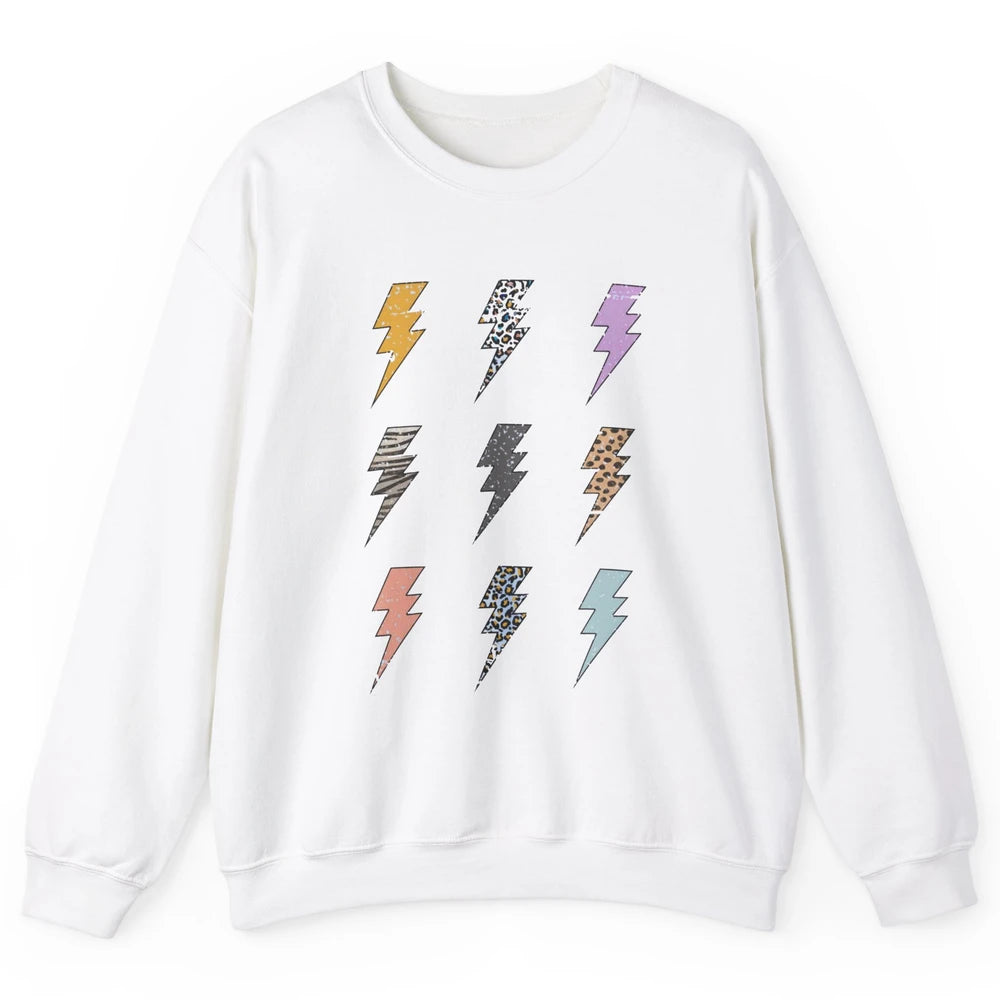 Preppy Lightning Bolt Colorful Leopard Cheetah Western Retro Unisex Crewneck Sweatshirt