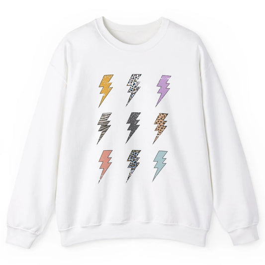 Preppy Lightning Bolt Colorful Leopard Cheetah Western Retro Unisex Crewneck Sweatshirt