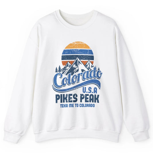 Retro Colorado Mountain Pikes Peak Sunset Outdoor Hiking Unisex Crewneck Sweatshirt