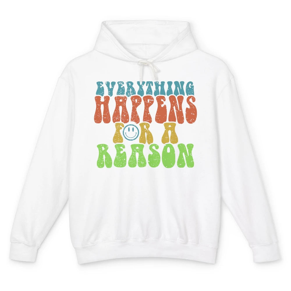 Retro Everything Happens For A Reason Mental Health Peace Unisex Lightweight Hoodie