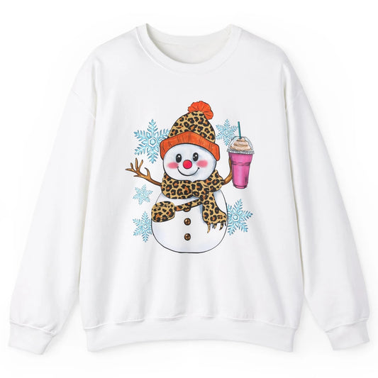 Retro Leopard Christmas Bougie Snowman Boojee Winter Holiday Unisex Crewneck Sweatshirt