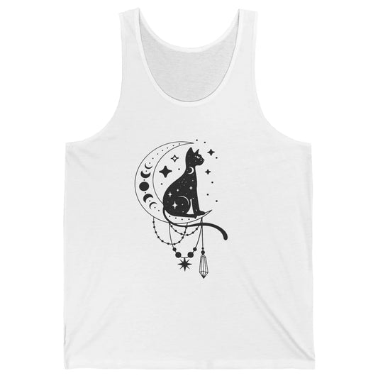 Retro Halloween Gothic Cat Witch The Moon Tarot Witchcraft Unisex Jersey Tank
