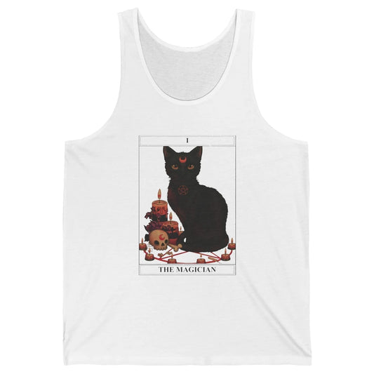 Retro Halloween Gothic Cat The Magician Tarot Witchcraft Unisex Jersey Tank
