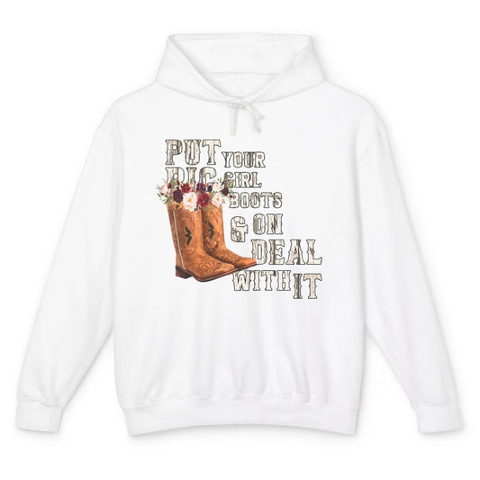 Retro Floral Put Cowgirl Boots On Western Country Cowboy Unisex Lightweight Hoodie