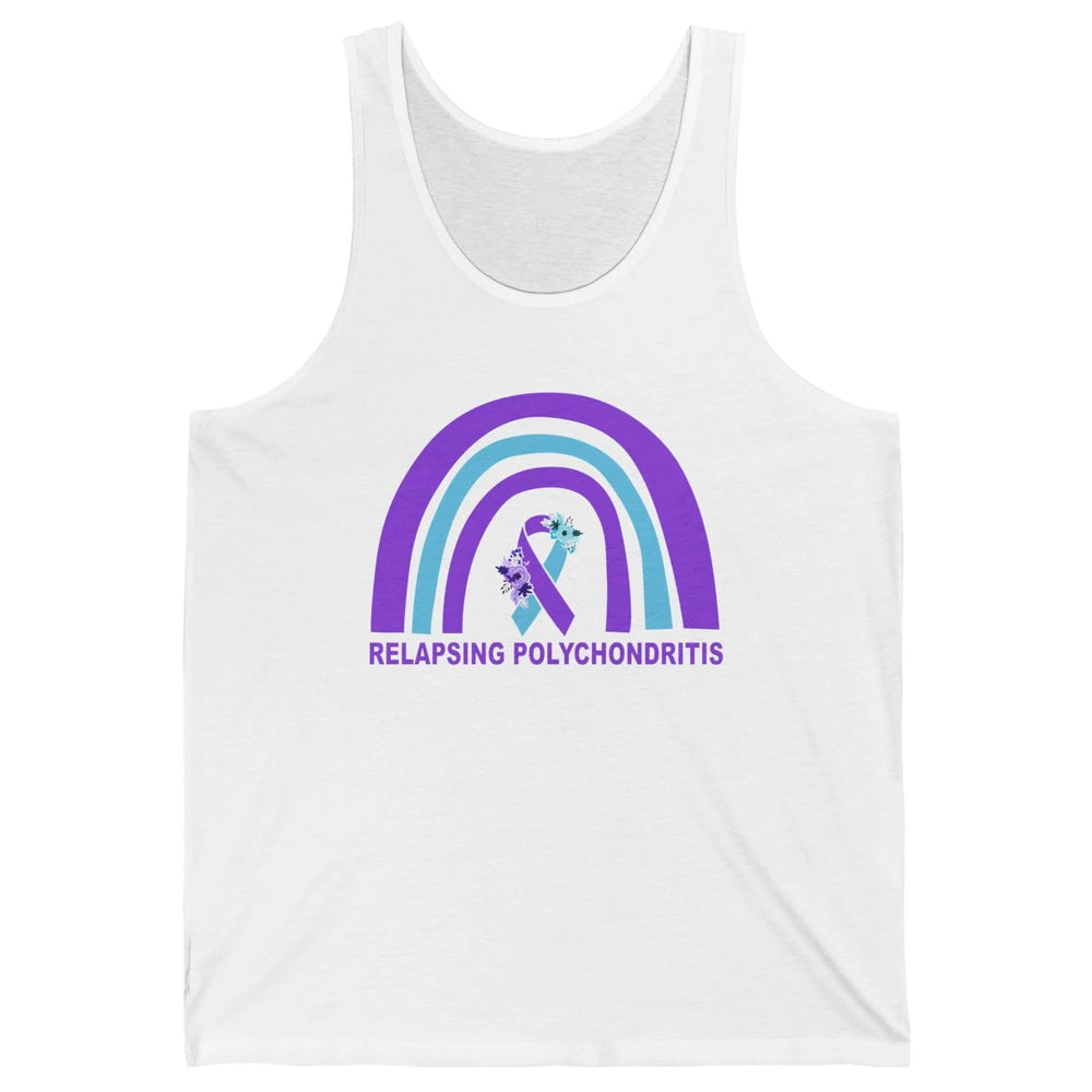 Relapsing Polychondritis Awareness Floral Blue Purple Ribbon Unisex Jersey Tank