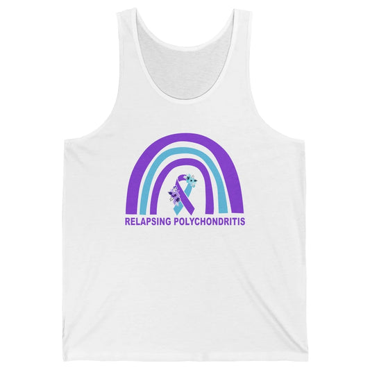 Relapsing Polychondritis Awareness Floral Blue Purple Ribbon Unisex Jersey Tank