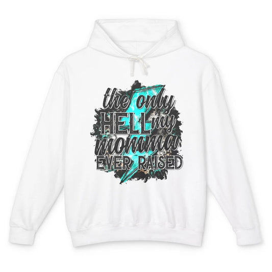 Retro Lightning Bolt Only Hell My Momma Ever Raised Western Unisex Lightweight Hoodie