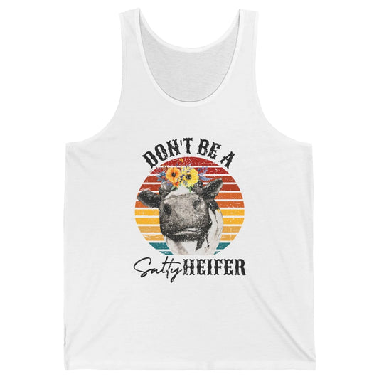 Retro Floral Heifer Don't Be A Salty Funny Heifer Cow Farmer Unisex Jersey Tank