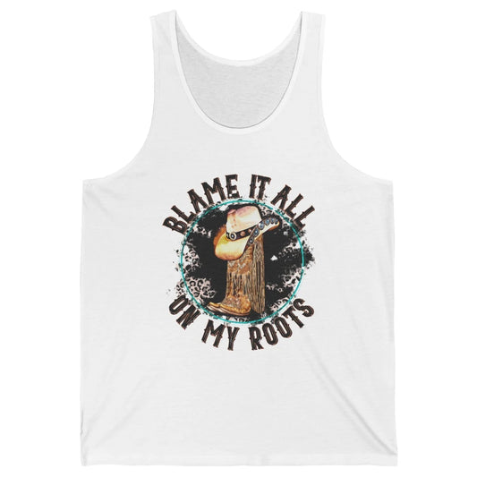 Retro Leopard Cowboy Boots Blame It On My Roots Western Girl Unisex Jersey Tank