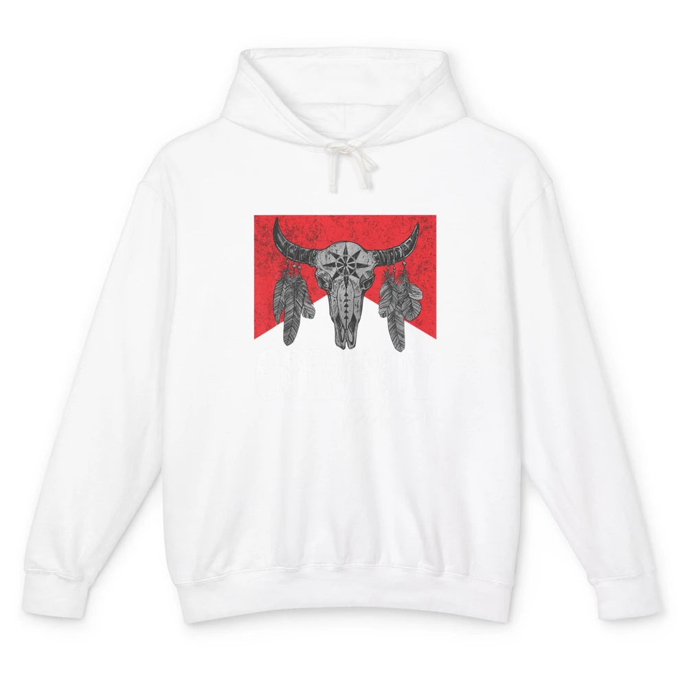 Retro Cow Skull Cowboy Killer Punchy Bull Western Country Unisex Lightweight Hoodie