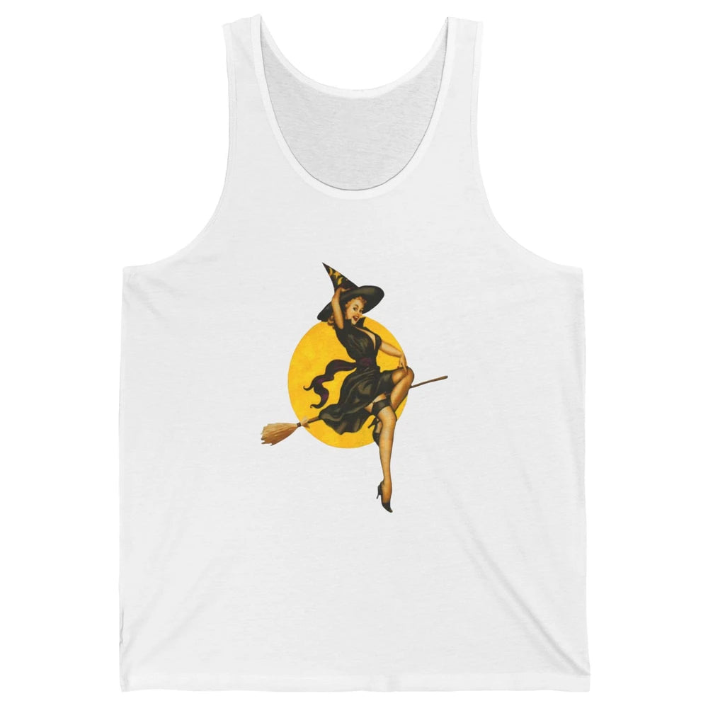 Pin Up Vintage Witch Pastel Witchcraft Halloween Spooky Goth Unisex Jersey Tank