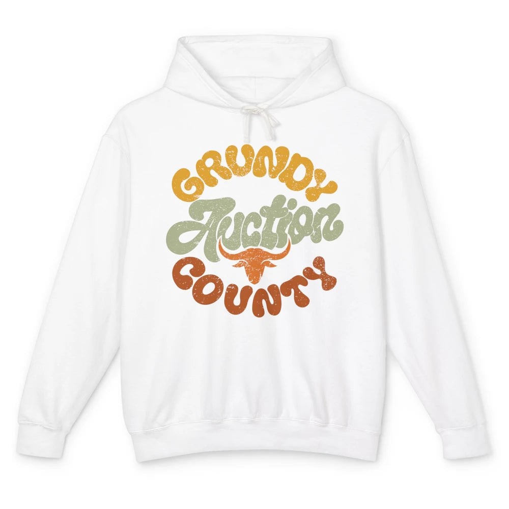 Retro Cow Cattle Grundy County Auction Western Country Farm Unisex Lightweight Hoodie