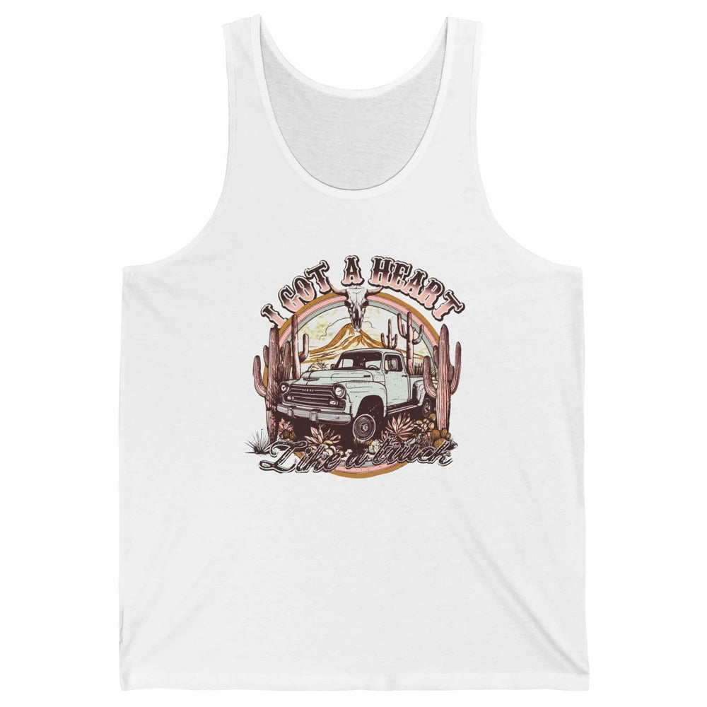 Retro Desert Bull Skull I Got A Heart Like A Truck Western Unisex Jersey Tank