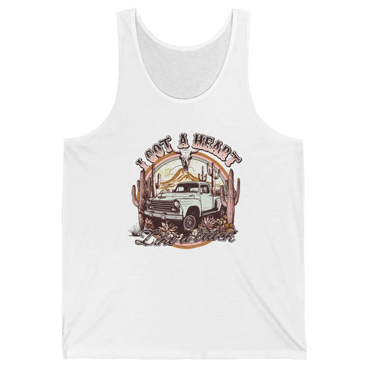 Retro Desert Bull Skull I Got A Heart Like A Truck Western Unisex Jersey Tank