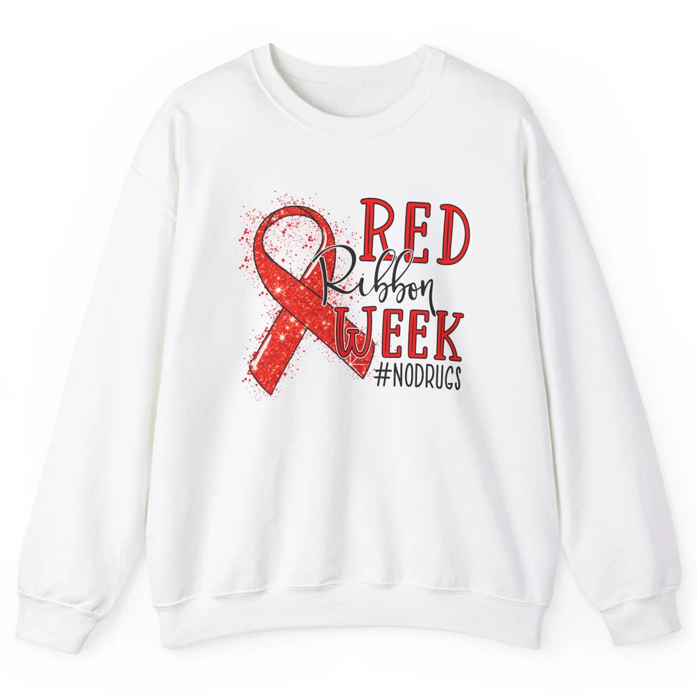 October Red Ribbon Week Awareness No Drugs Drug Free Unisex Crewneck Sweatshirt