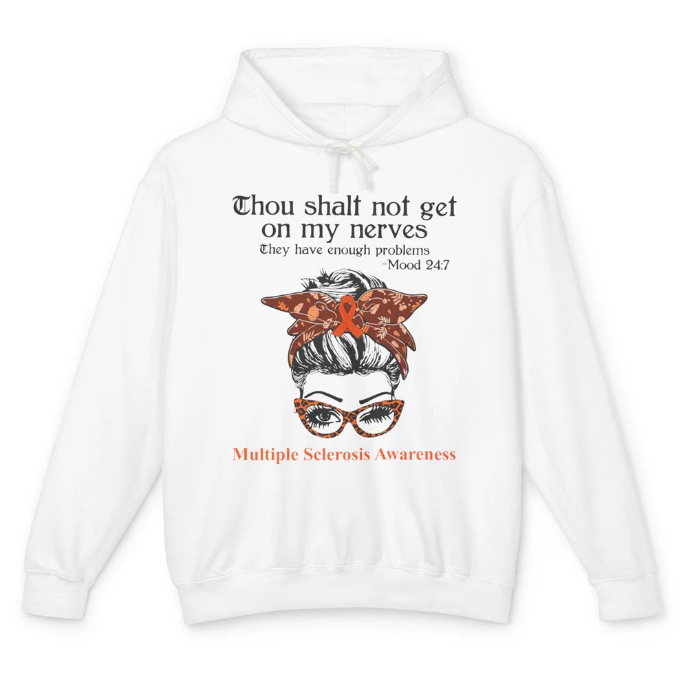 Multiple Sclerosis Awareness Messy Bun Ms Cancer Warrior Unisex Lightweight Hoodie