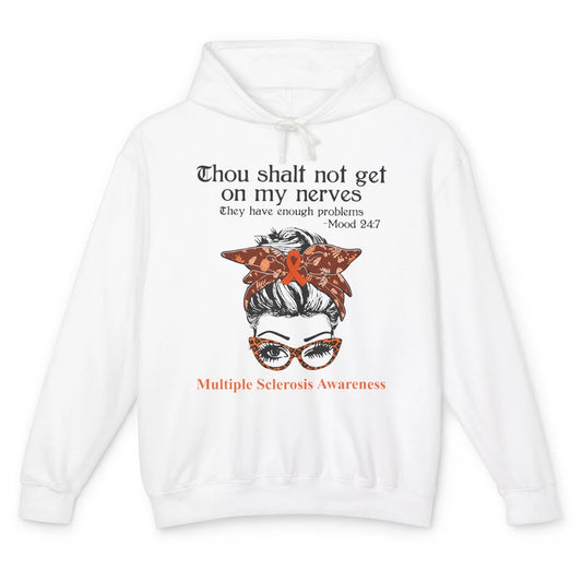 Multiple Sclerosis Awareness Messy Bun Ms Cancer Warrior Unisex Lightweight Hoodie