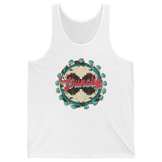 Retro Cowgirl Punchy Cowhide Turquoise Western Country Gift Unisex Jersey Tank