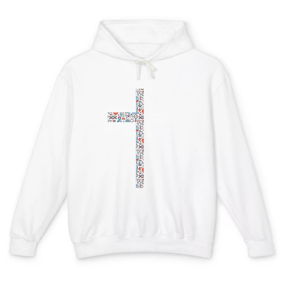 Phlebotomy In My Veins Phlebotomist Jesus Faith Cross Nurse Unisex Lightweight Hoodie