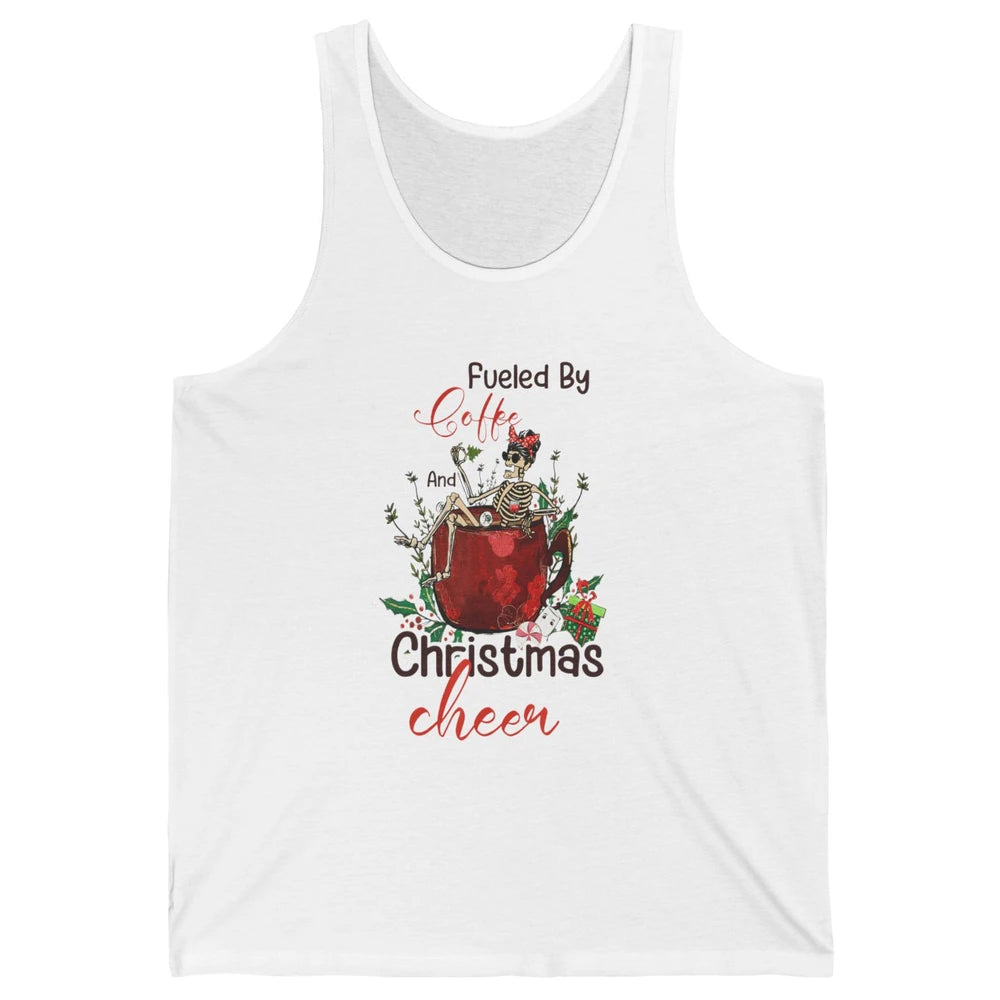 Merry Christmas Skeleton Drink Fueled By Coffee Xmas Latte Unisex Jersey Tank